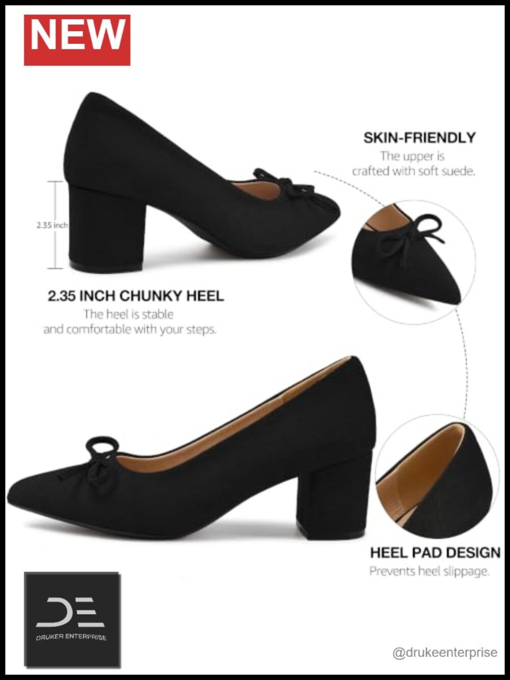 Chunky Block Pumps with Cushioned Insole & Non-Slip Heel for Office Wear - Picture 5 of 5